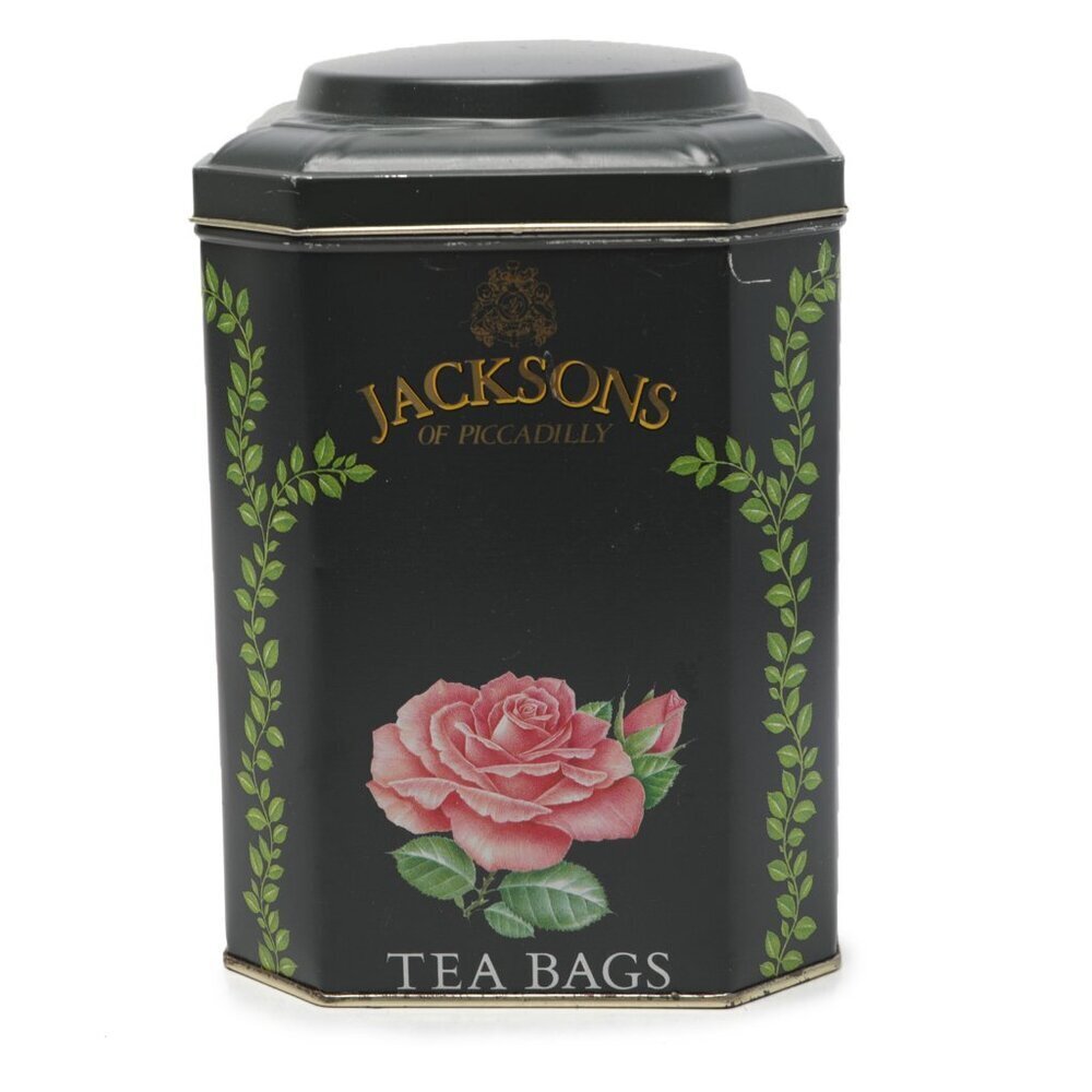 Vintage Jacksons of Piccadilly Early Grey Tea Tin Shabby Chic Rose Metal Decor